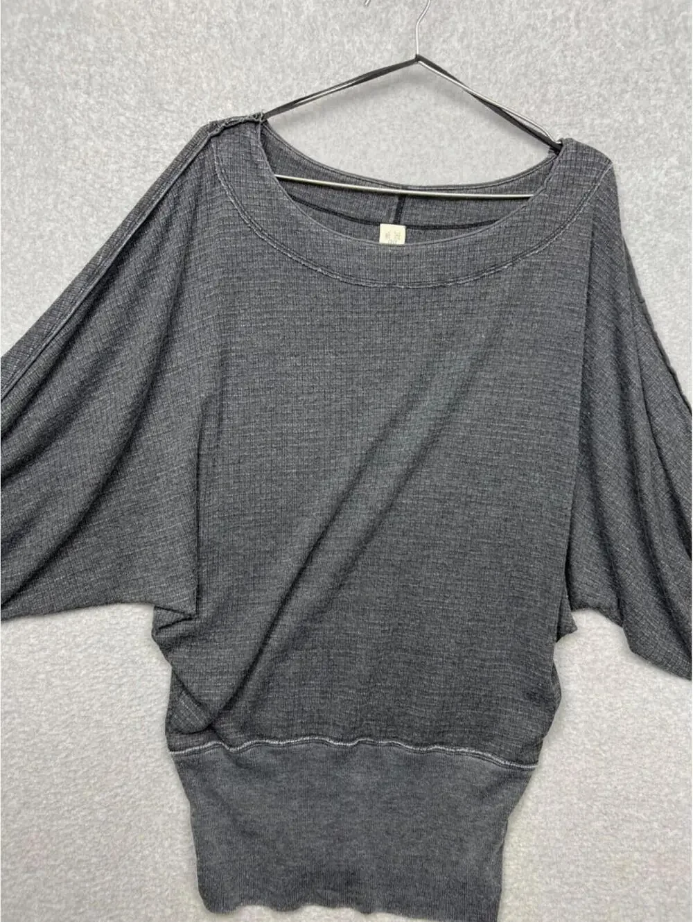Free People Willow Thermal Sweater Womens Size S Gray Dolman Sleeves Oversized
